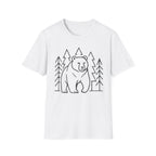 Bear & Pines T-Shirt — Minimal Line Drawing Woodland Tee