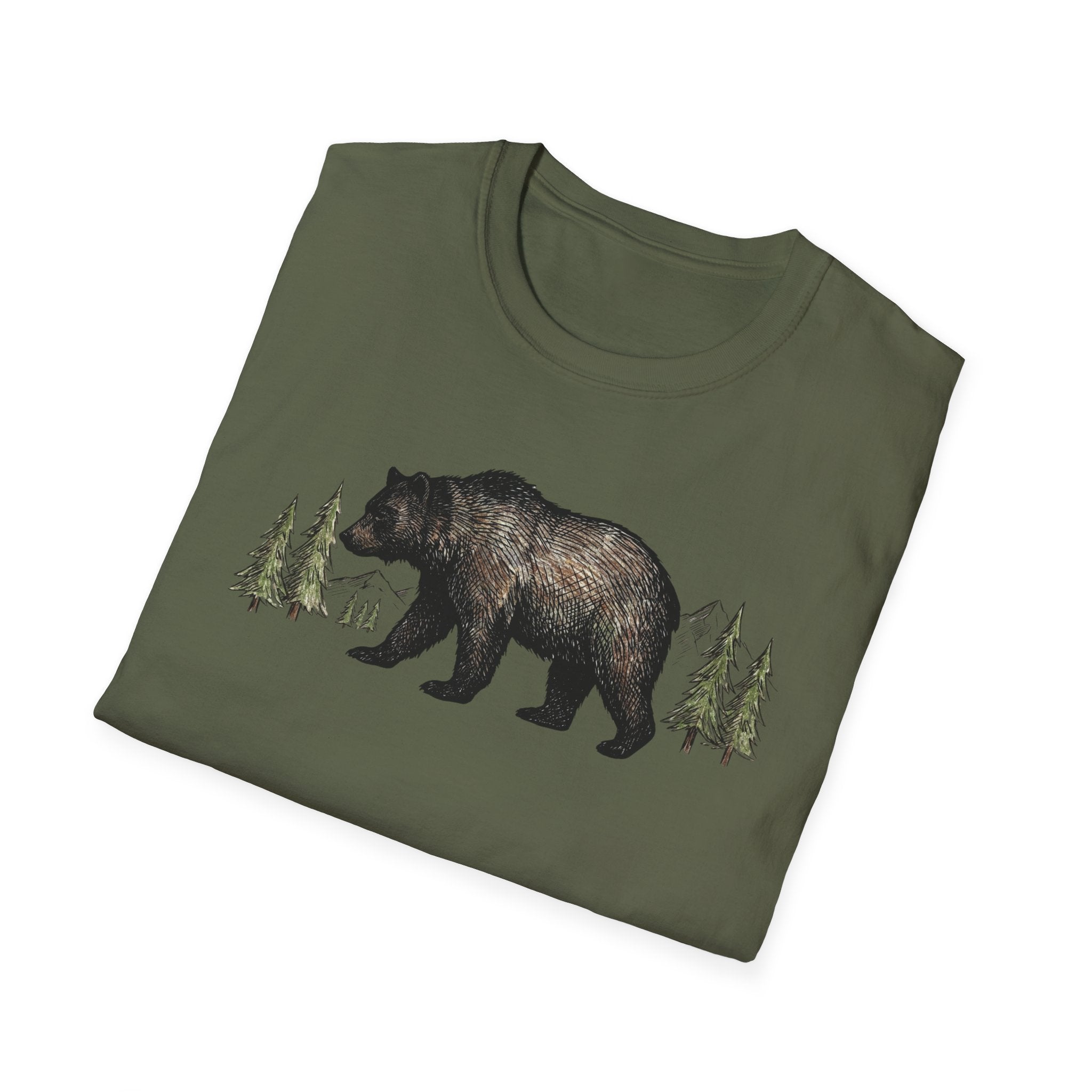 Bear & Pines T‑Shirt — Rustic Woodland Graphic Tee