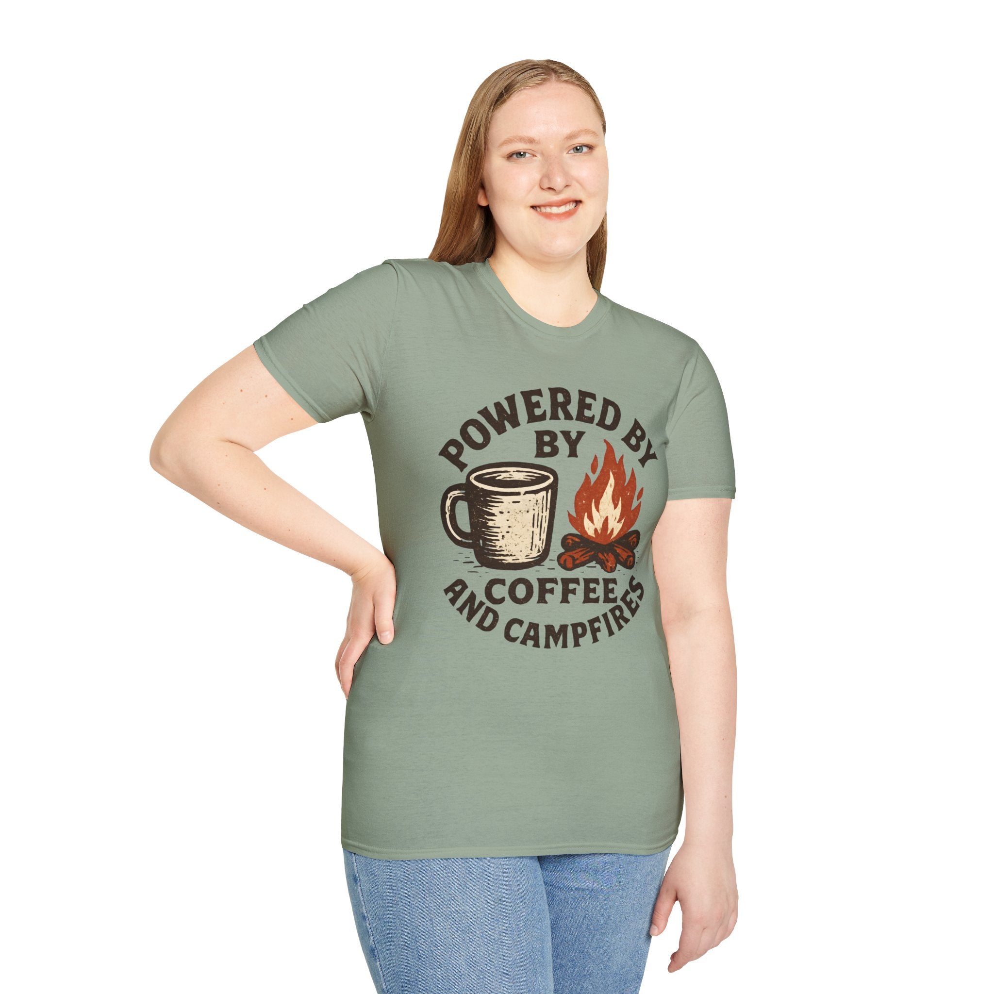 Powered By Coffee And Campfires Vintage Camping T-Shirt