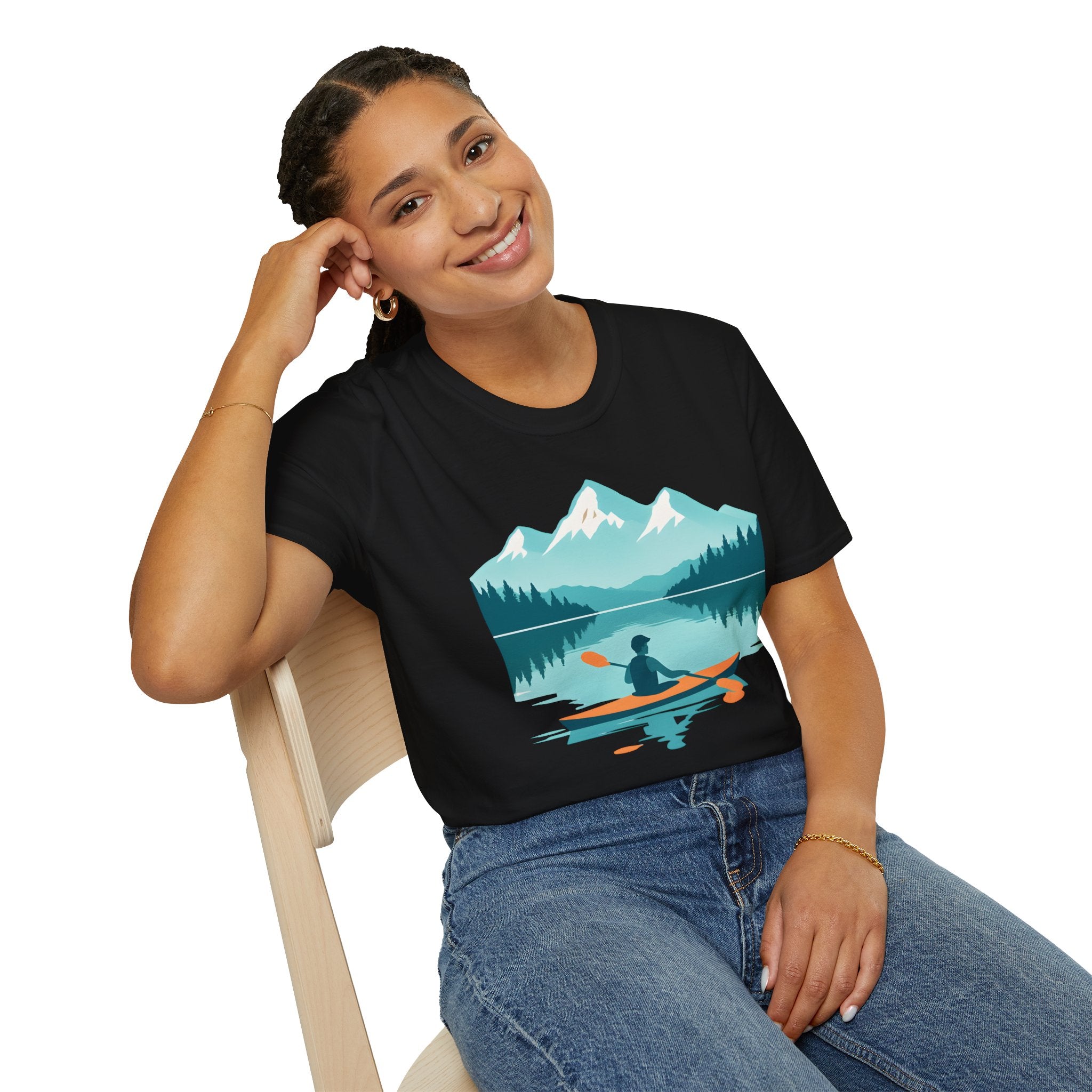 Kayaker on Serene Mountain Lake T-Shirt