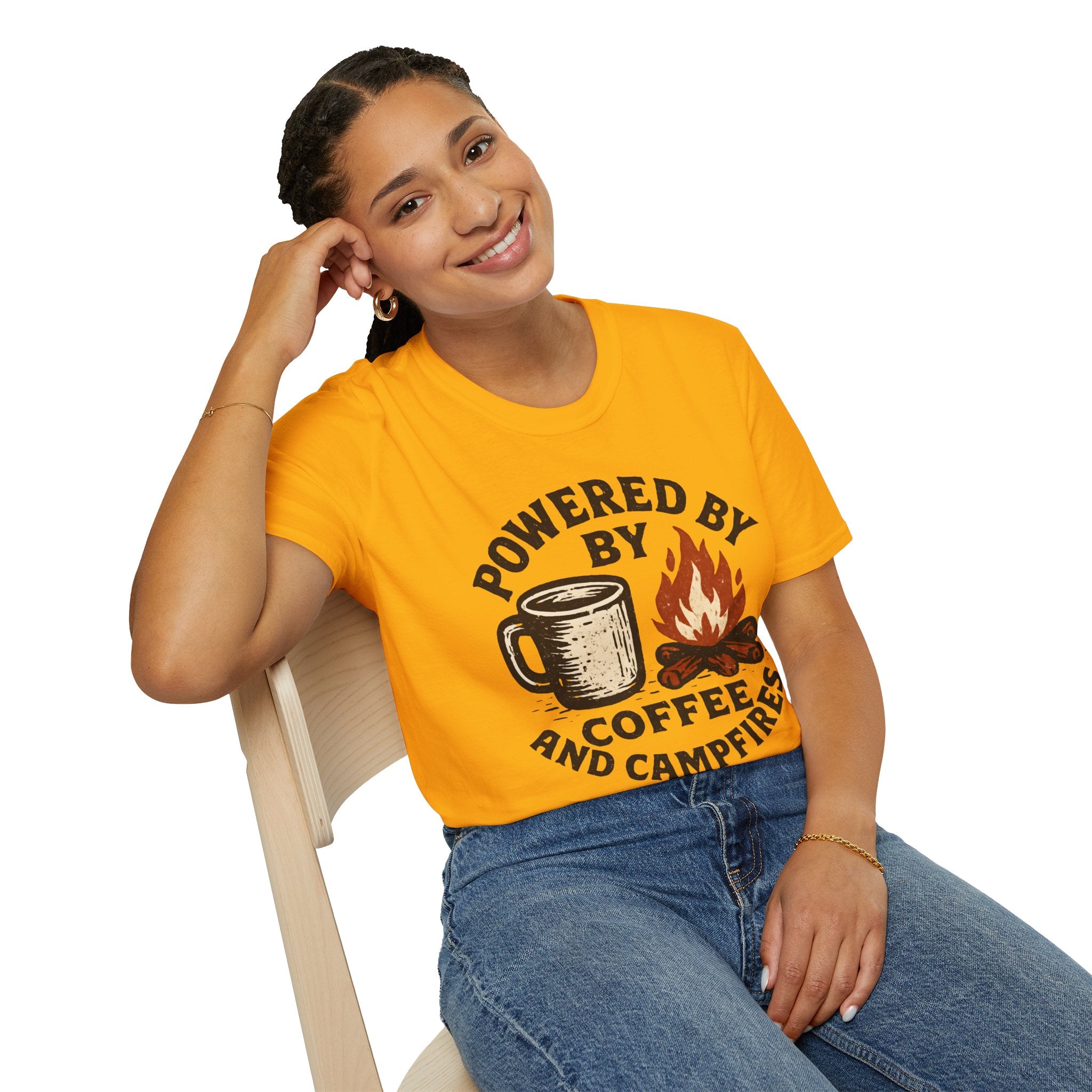 Powered By Coffee And Campfires Vintage Camping T-Shirt