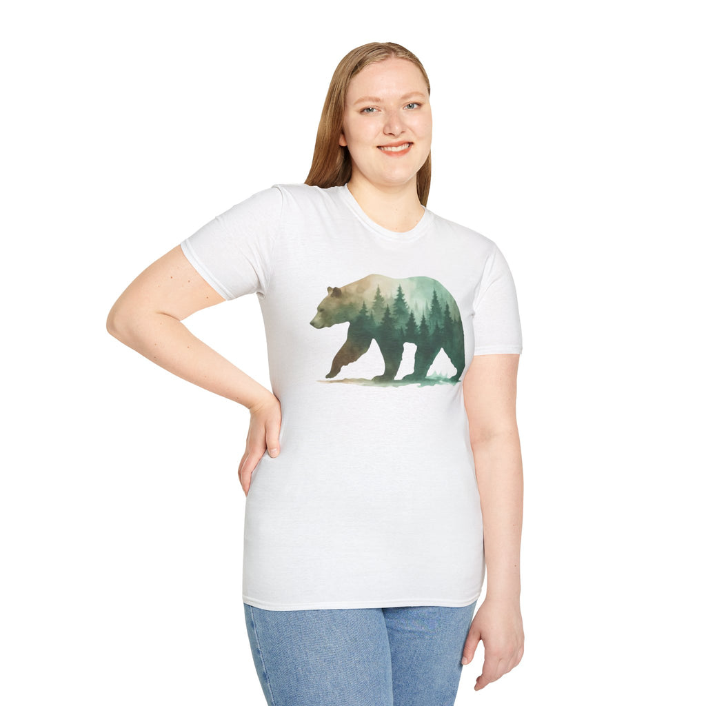 Forest Bear T-Shirt — Watercolor Woodland Bear Graphic Tee Shirt