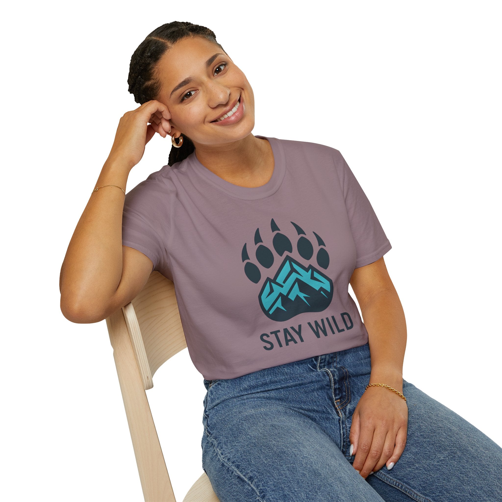 "Stay Wild" Bear Footprint Mountain Emblem T-Shirt