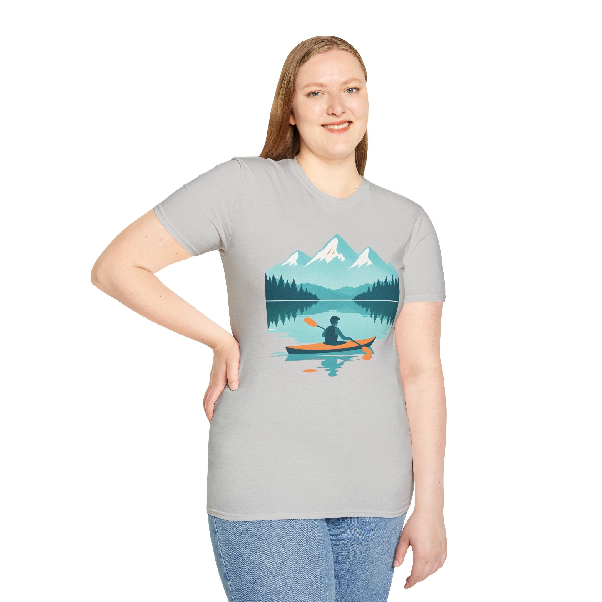Kayaker on Serene Mountain Lake T-Shirt