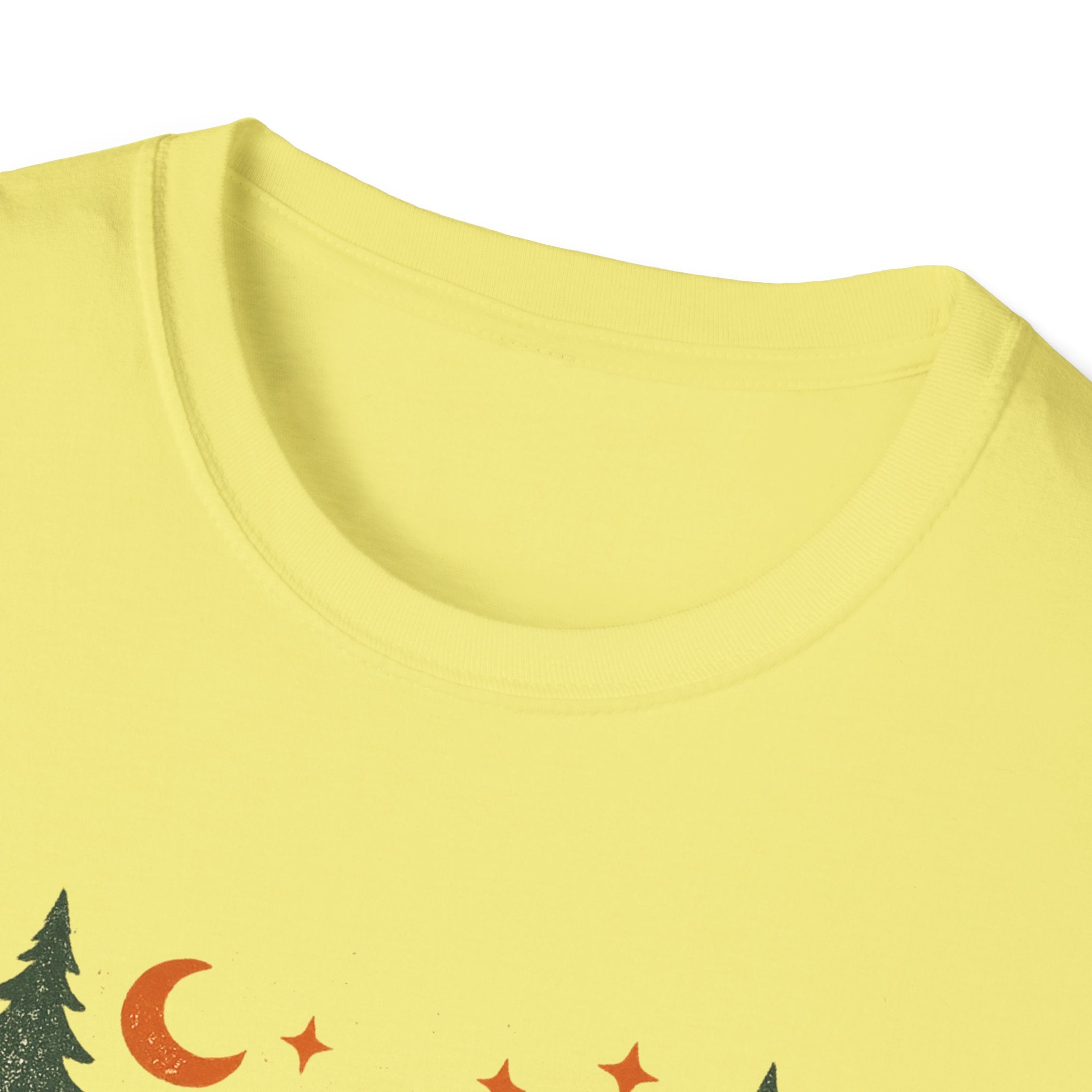 Campfires & Good Times T-Shirt — Retro Camping Tee with Bonfire, Trees & Coffee Mug