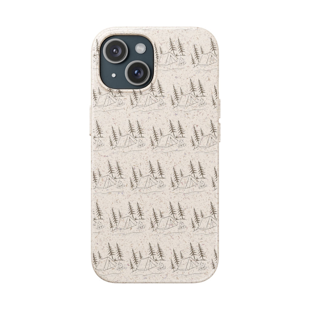 Biodegradable Phone Case — Eco-Friendly Forest Sketch Pattern
