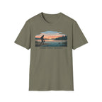 Outdoor T-Shirt — "Seeking Simple Treasures" Sunset Hiker Graphic