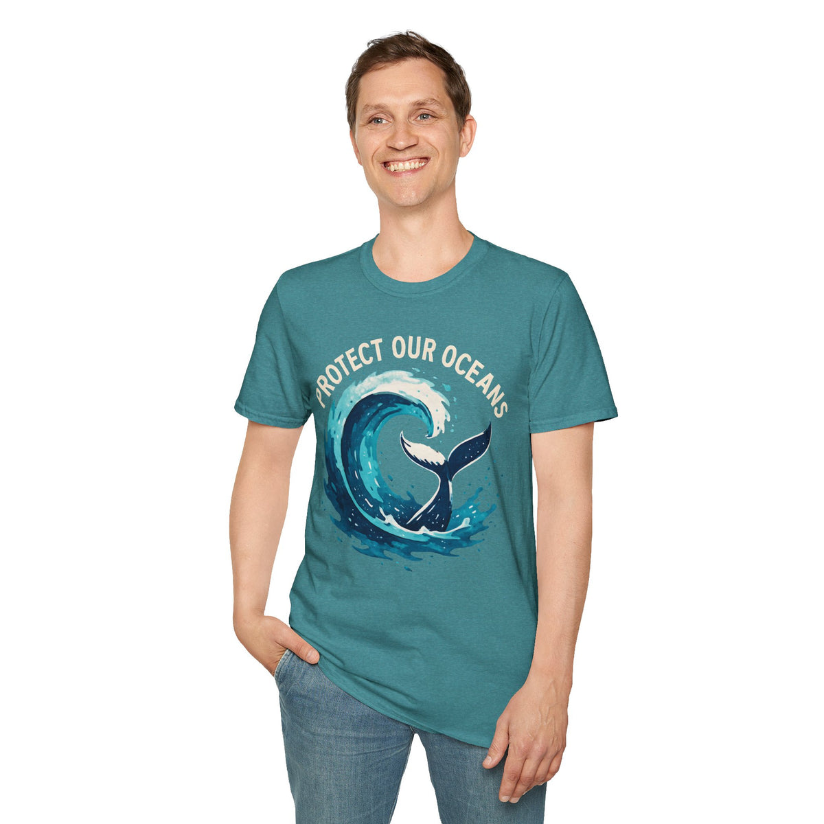 "Protect Our Oceans" Wave Whale Conservation T-Shirt