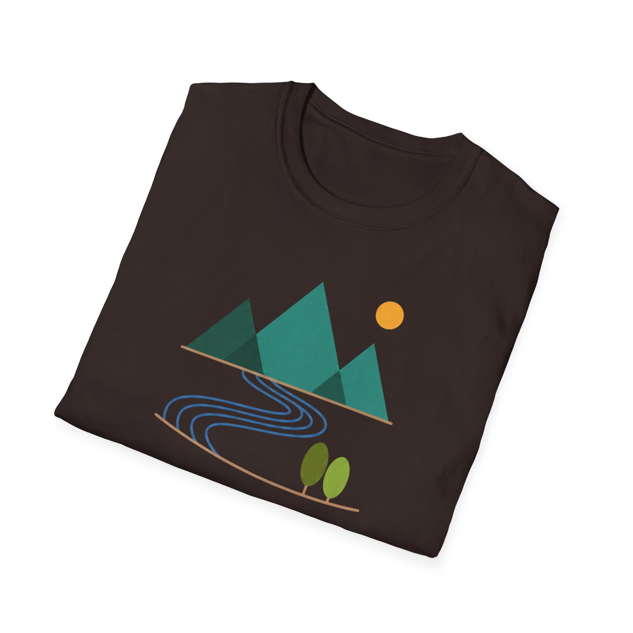 Minimal Mountain River T-Shirt — Nature Graphic Tee