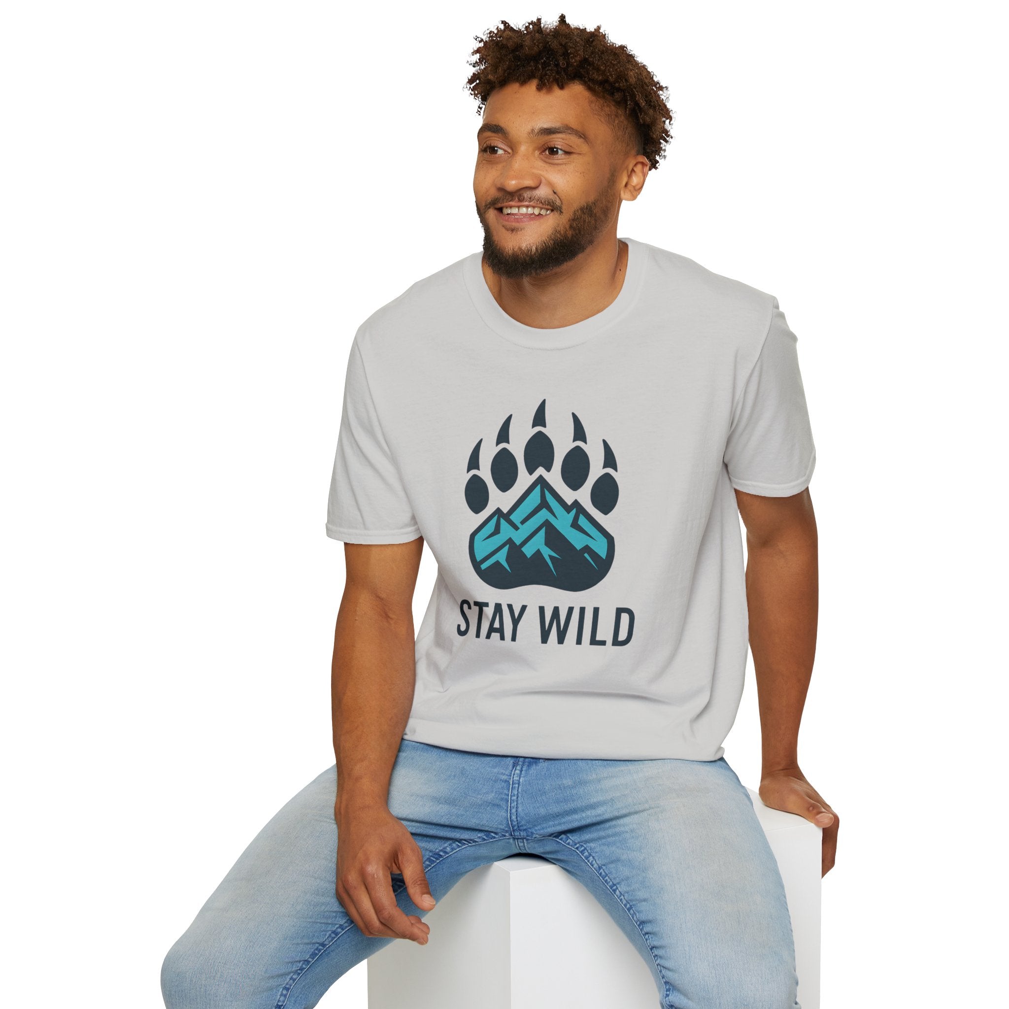 "Stay Wild" Bear Footprint Mountain Emblem T-Shirt