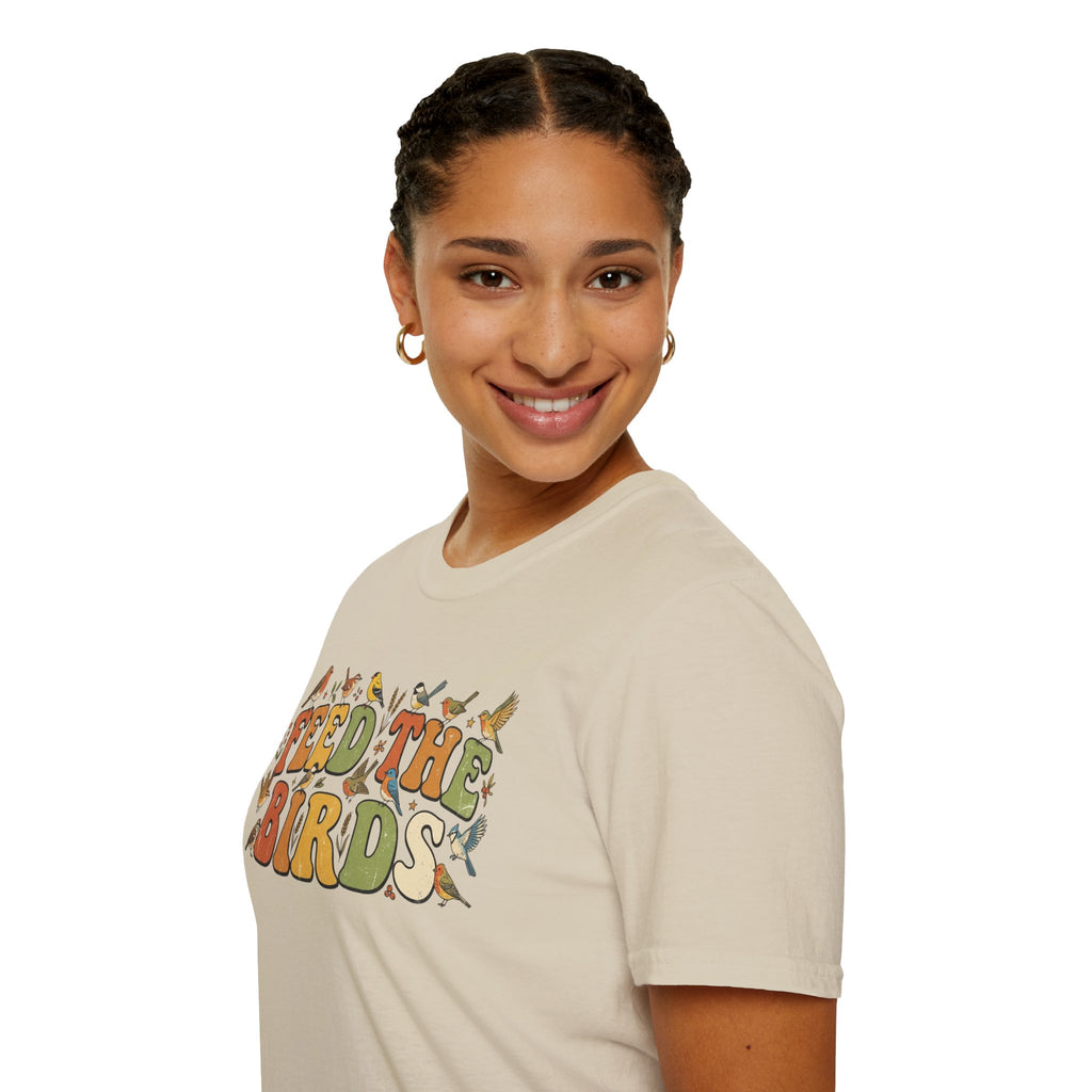 "Feed The Birds" Retro Nature Birdwatching Tee Shirt for Bird Lovers