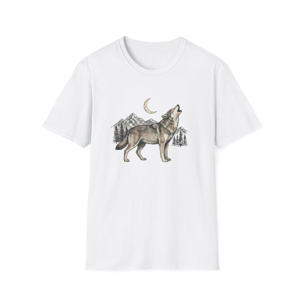 Wolf Howl T-Shirt — Moonlit Mountain Wildlife Tee