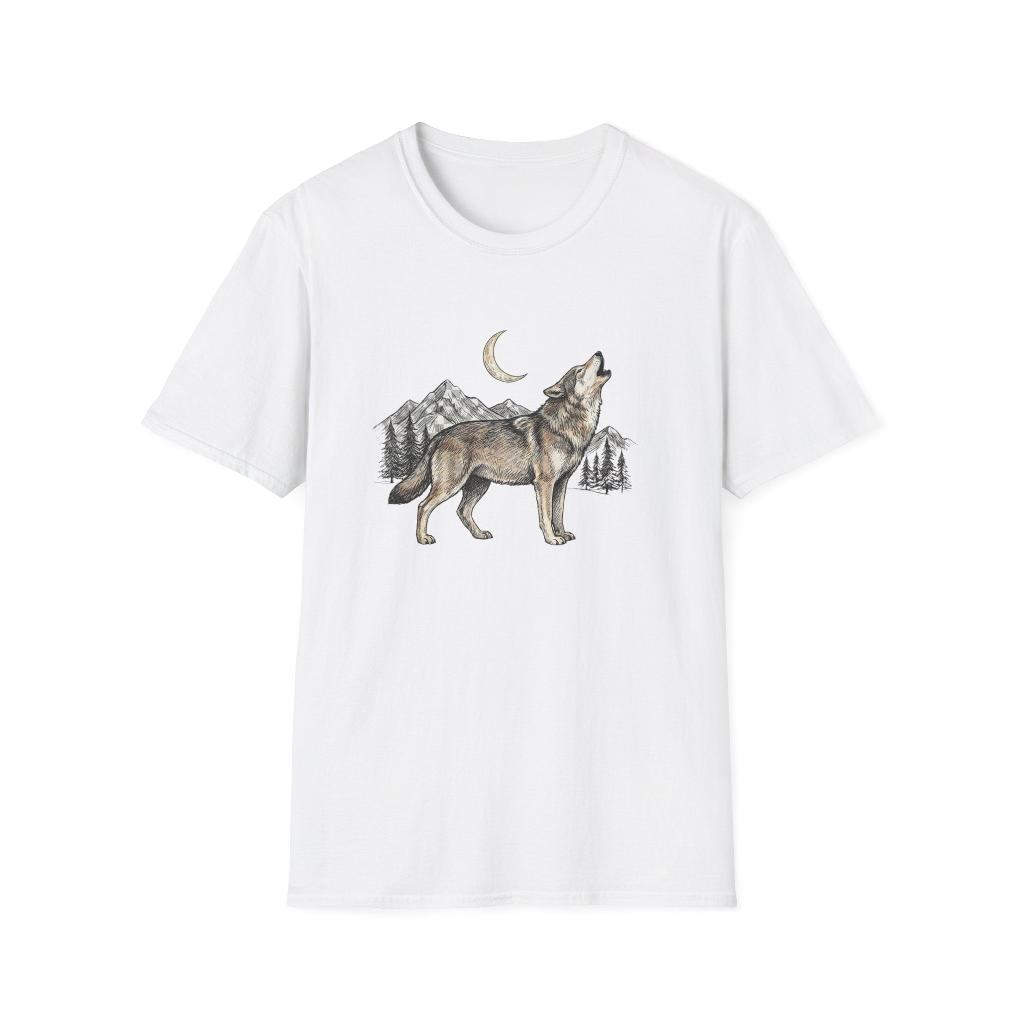 Wolf Howl T-Shirt — Moonlit Mountain Wildlife Tee