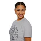 Bear & Pines T-Shirt — Minimal Line Drawing Woodland Tee