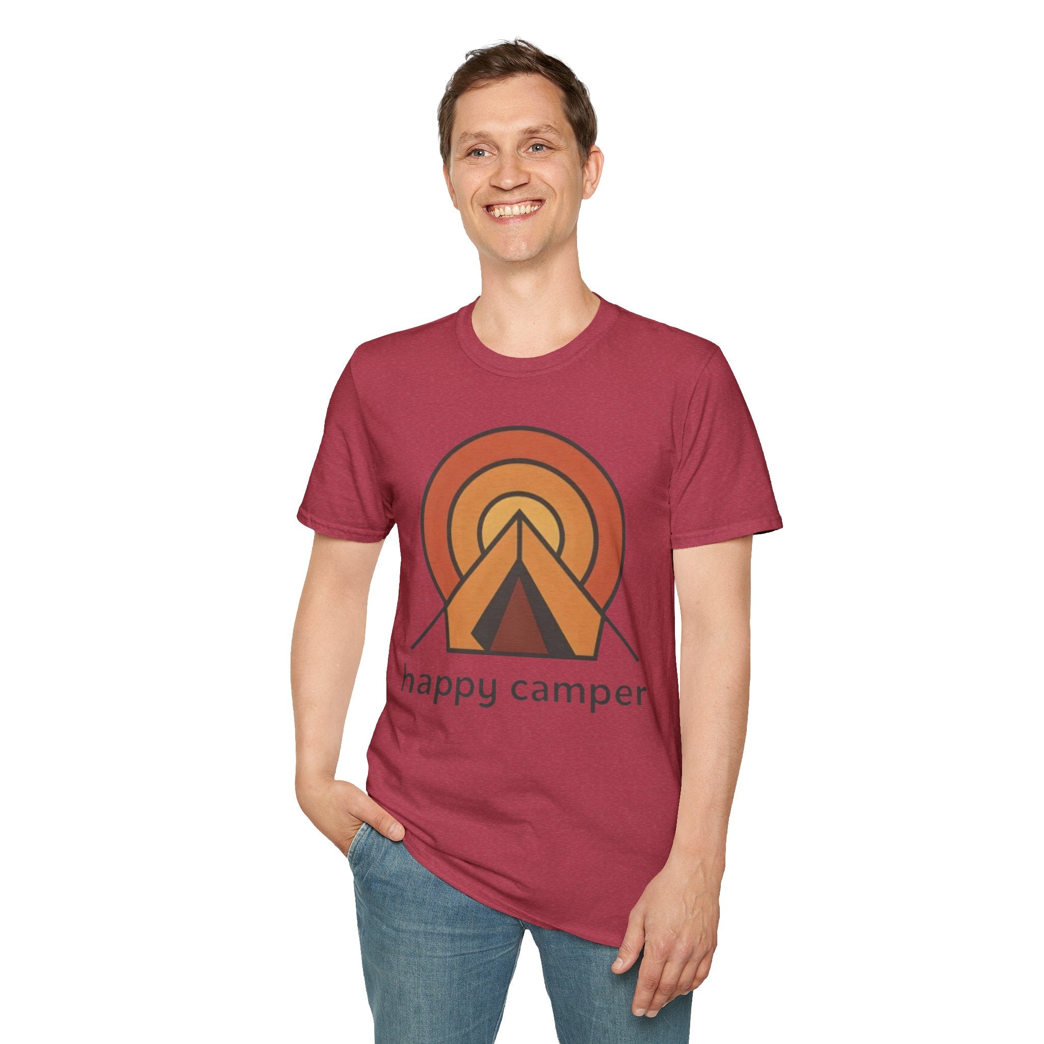 Happy Camper Retro Sunset Camping T-Shirt