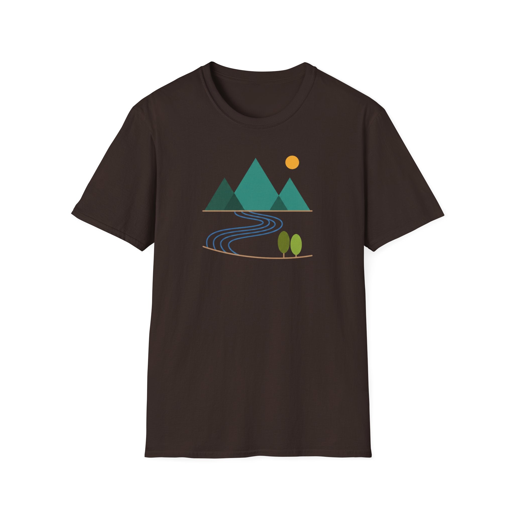 Minimal Mountain River T-Shirt — Nature Graphic Tee