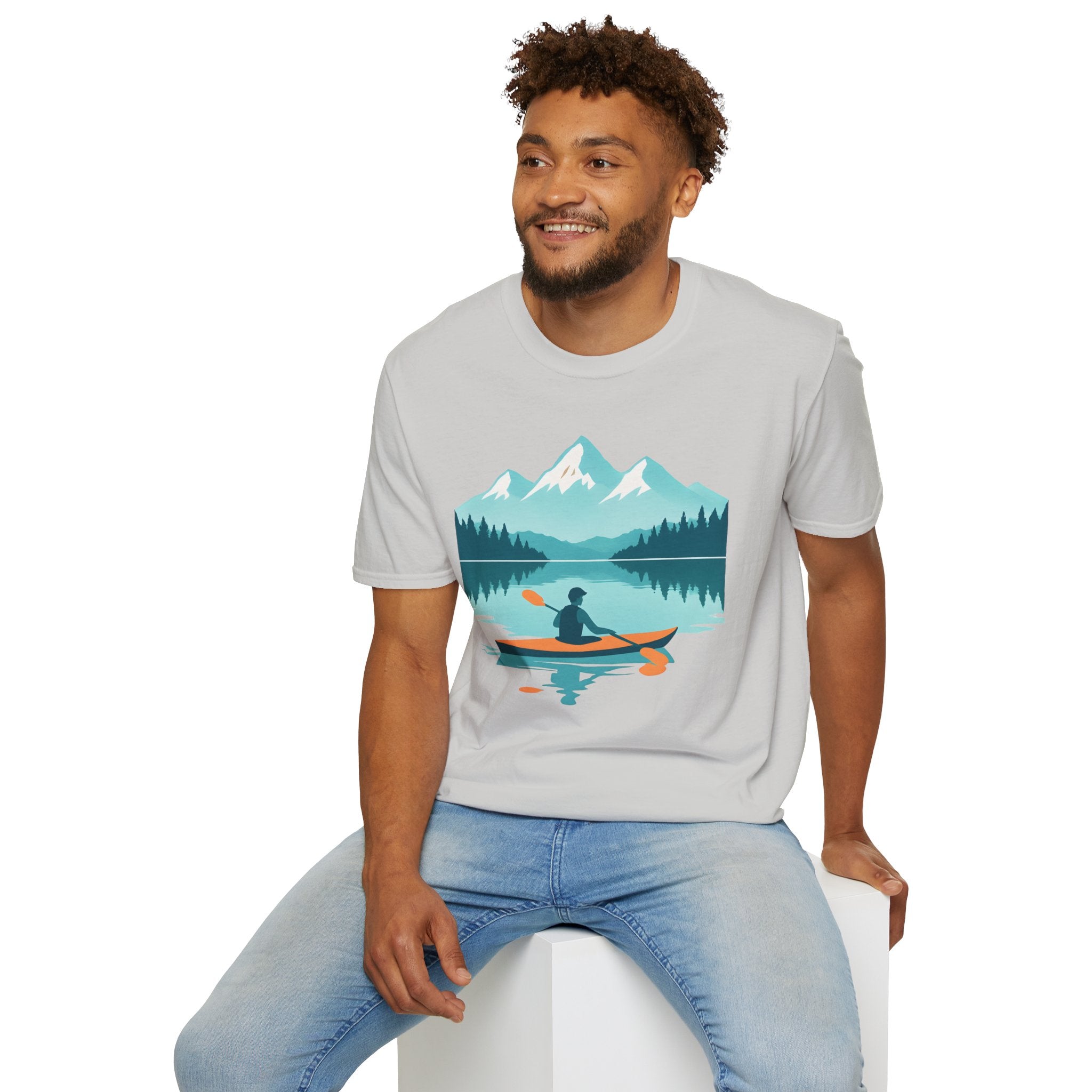 Kayaker on Serene Mountain Lake T-Shirt