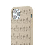Biodegradable Phone Case — Eco-Friendly Forest Sketch Pattern