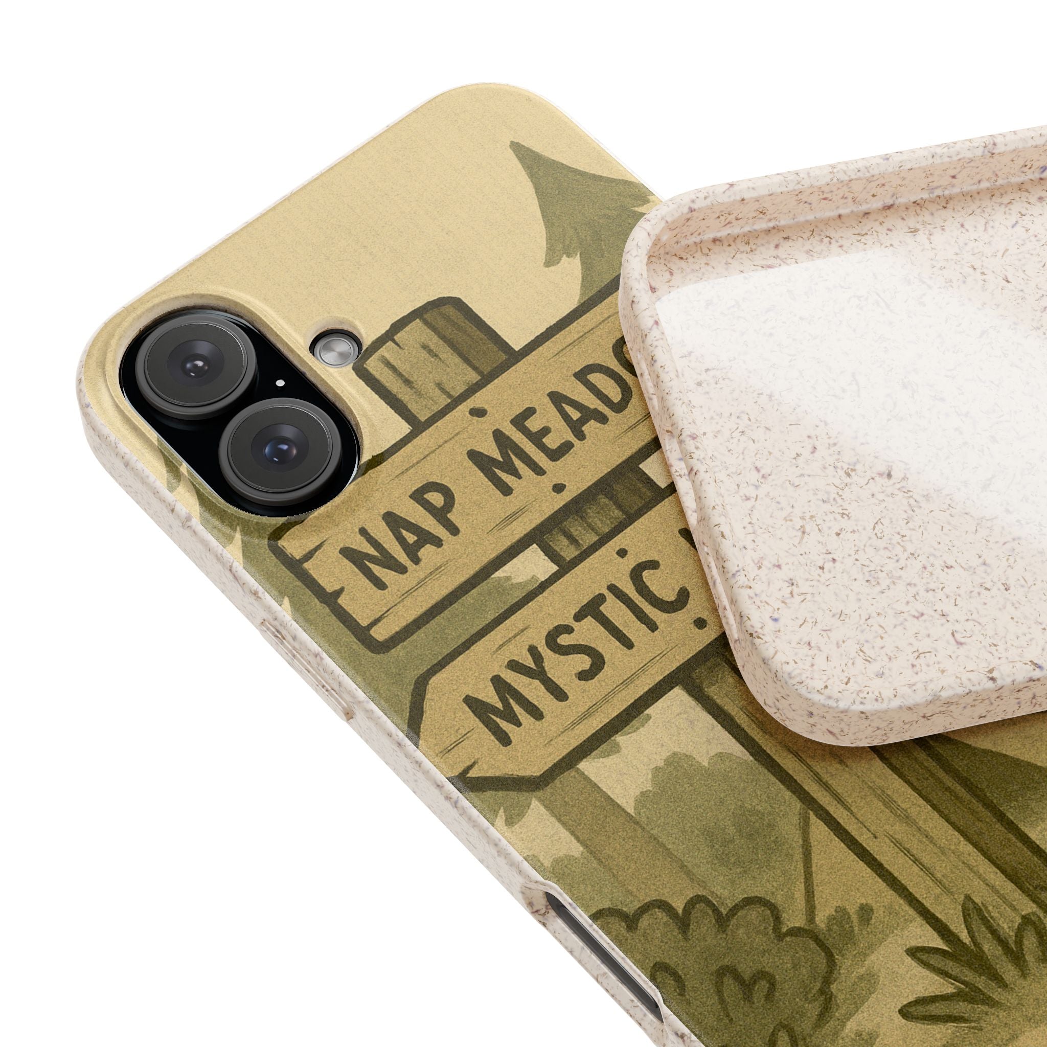 Biodegradable Phone Case — 'Nap Meadow' Mystic Lake Camping Design