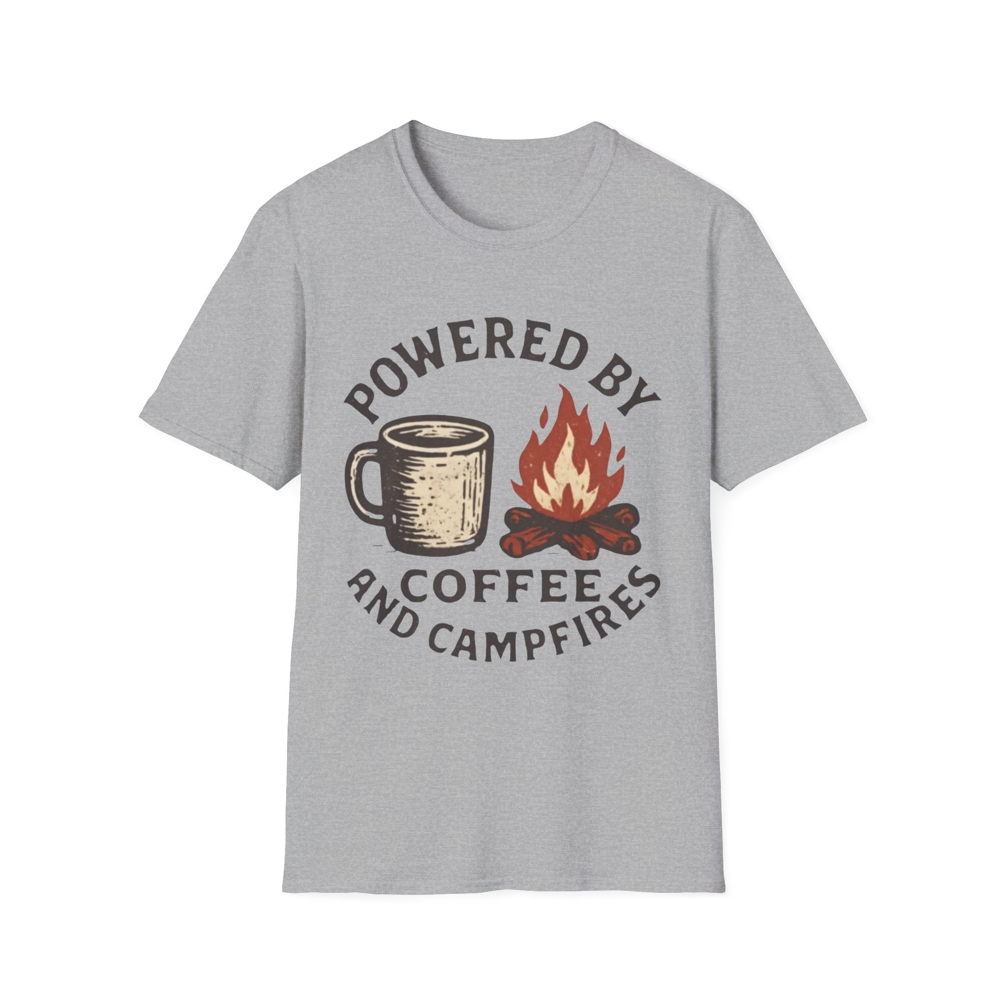 Powered By Coffee And Campfires Vintage Camping T-Shirt