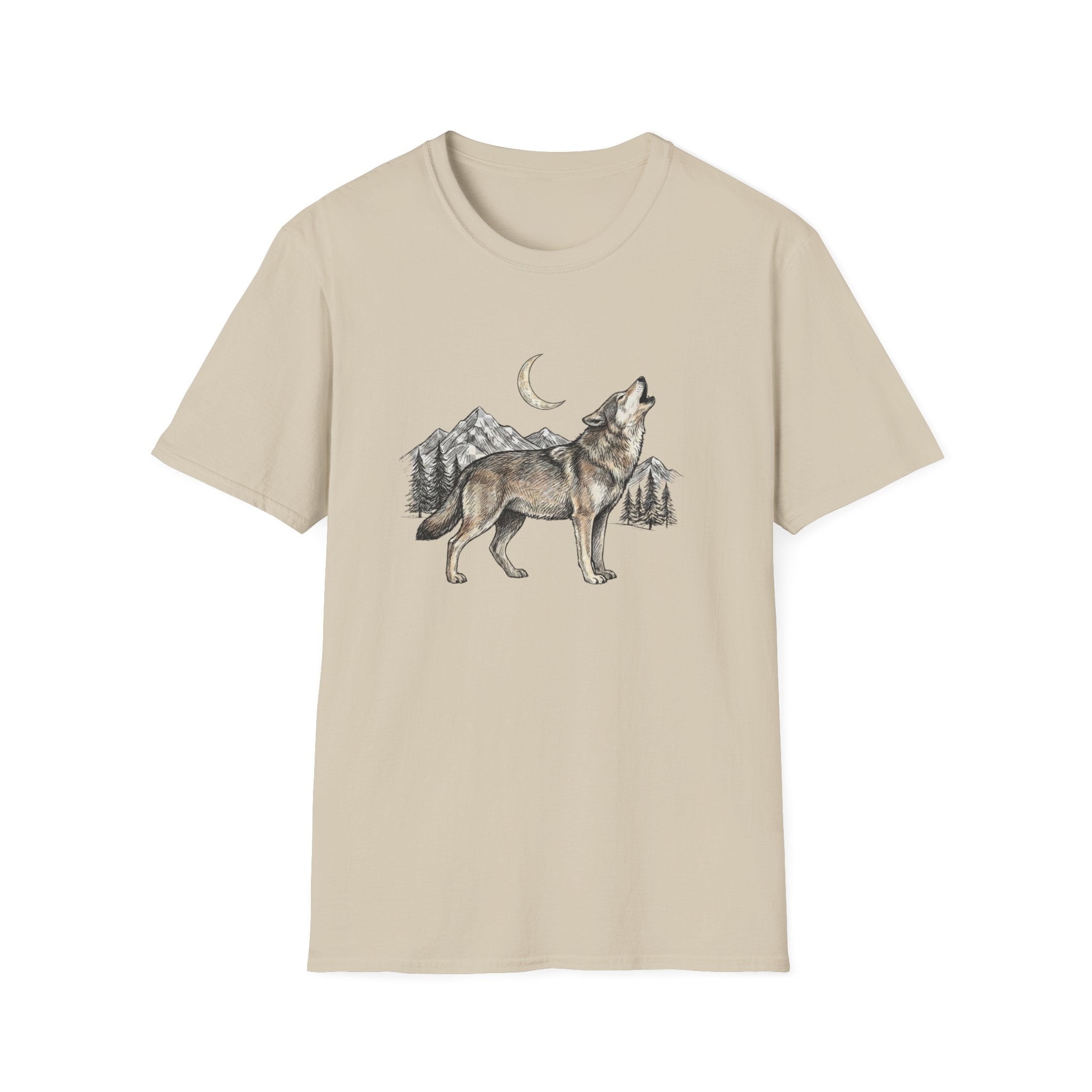 Wolf Howl T-Shirt — Moonlit Mountain Wildlife Tee