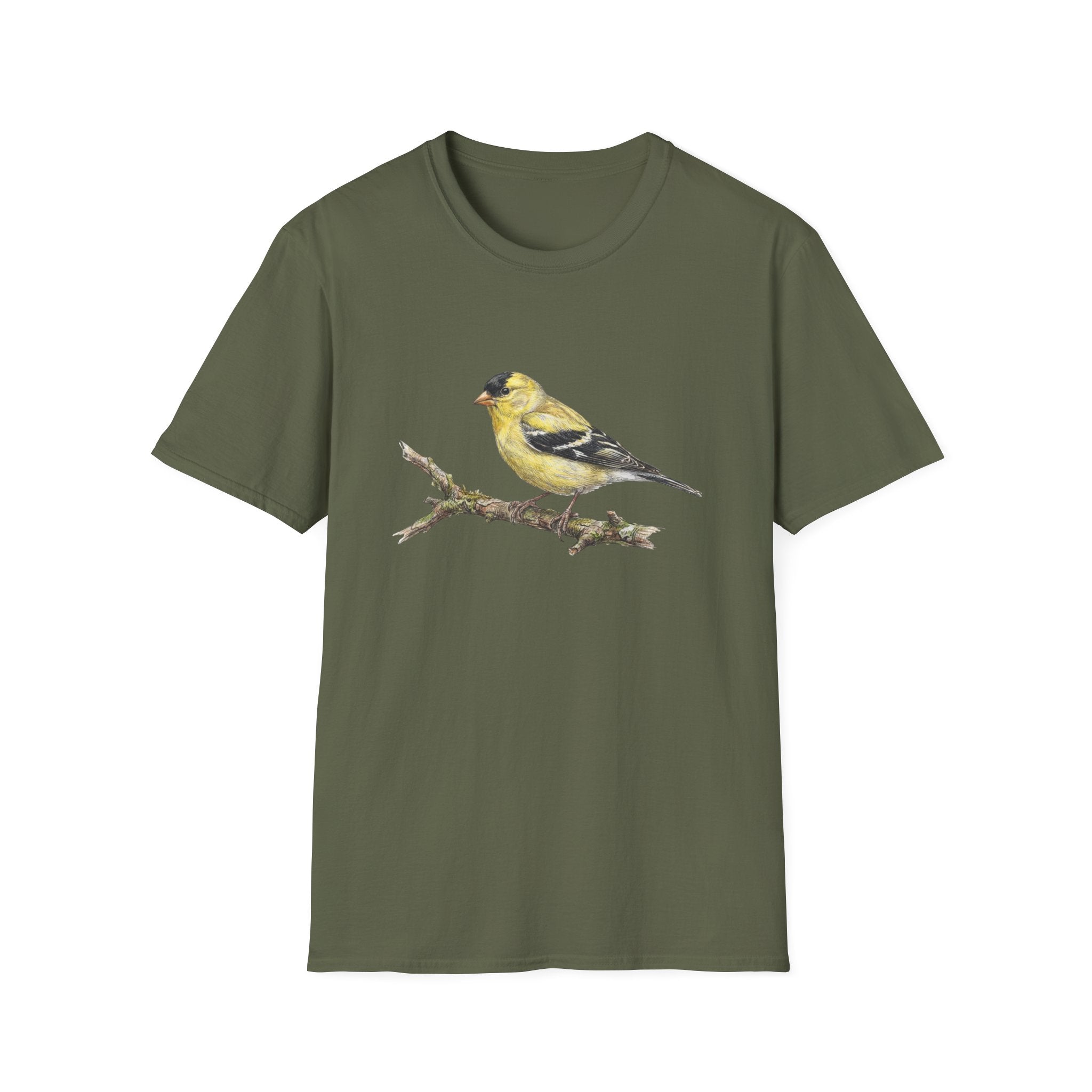 Goldfinch Bird T-Shirt – Vintage Watercolor Songbird Tee