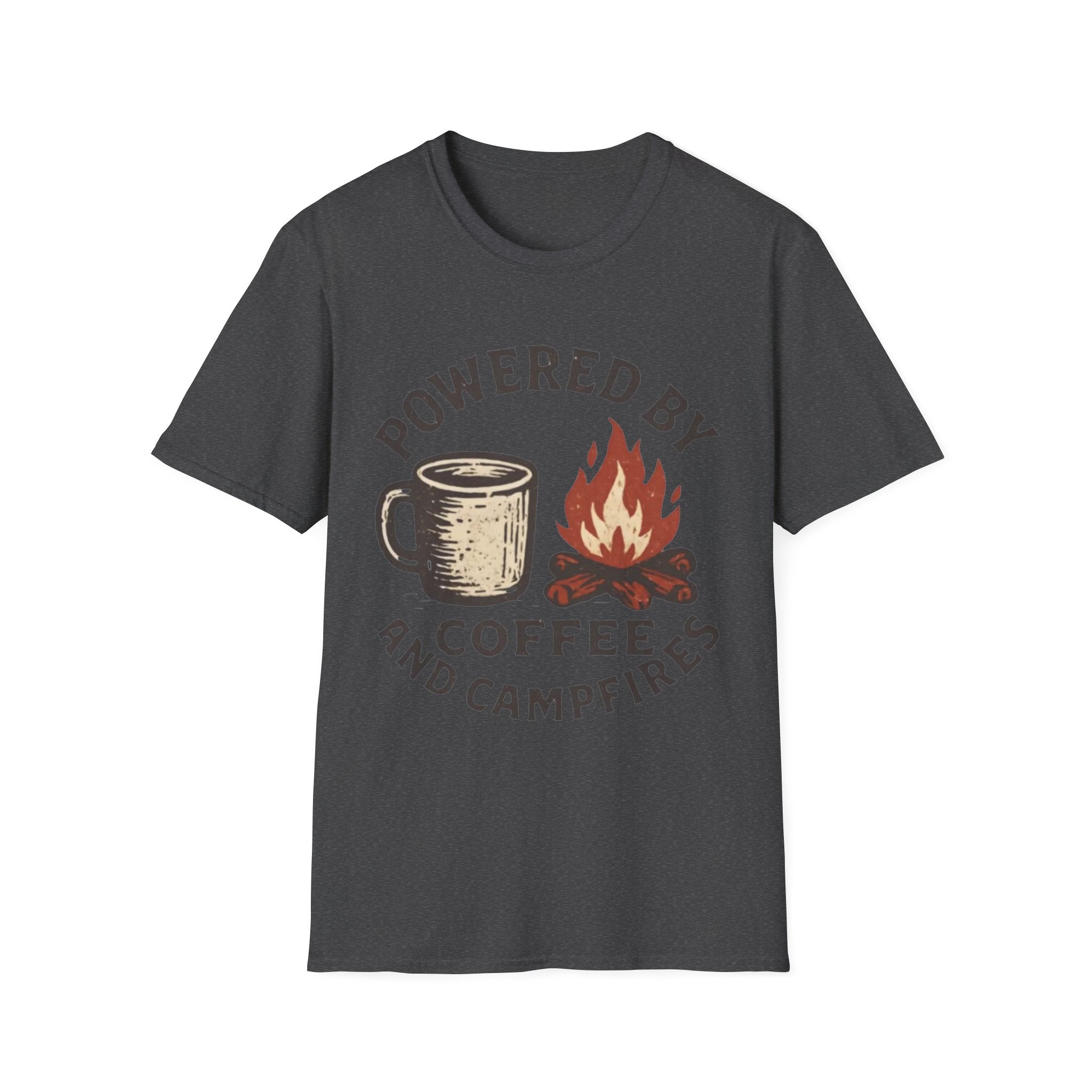 Powered By Coffee And Campfires Vintage Camping T-Shirt