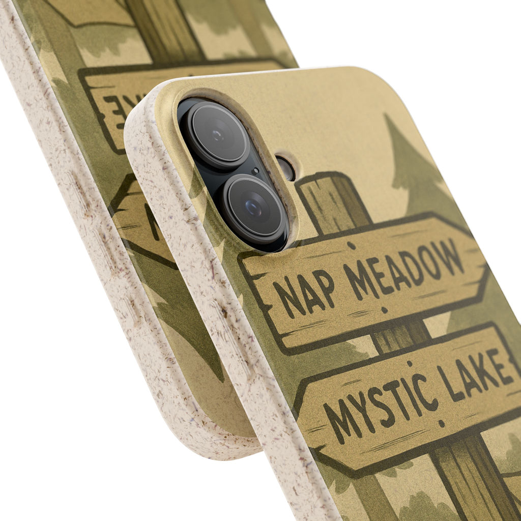 Biodegradable Phone Case — 'Nap Meadow' Mystic Lake Camping Design