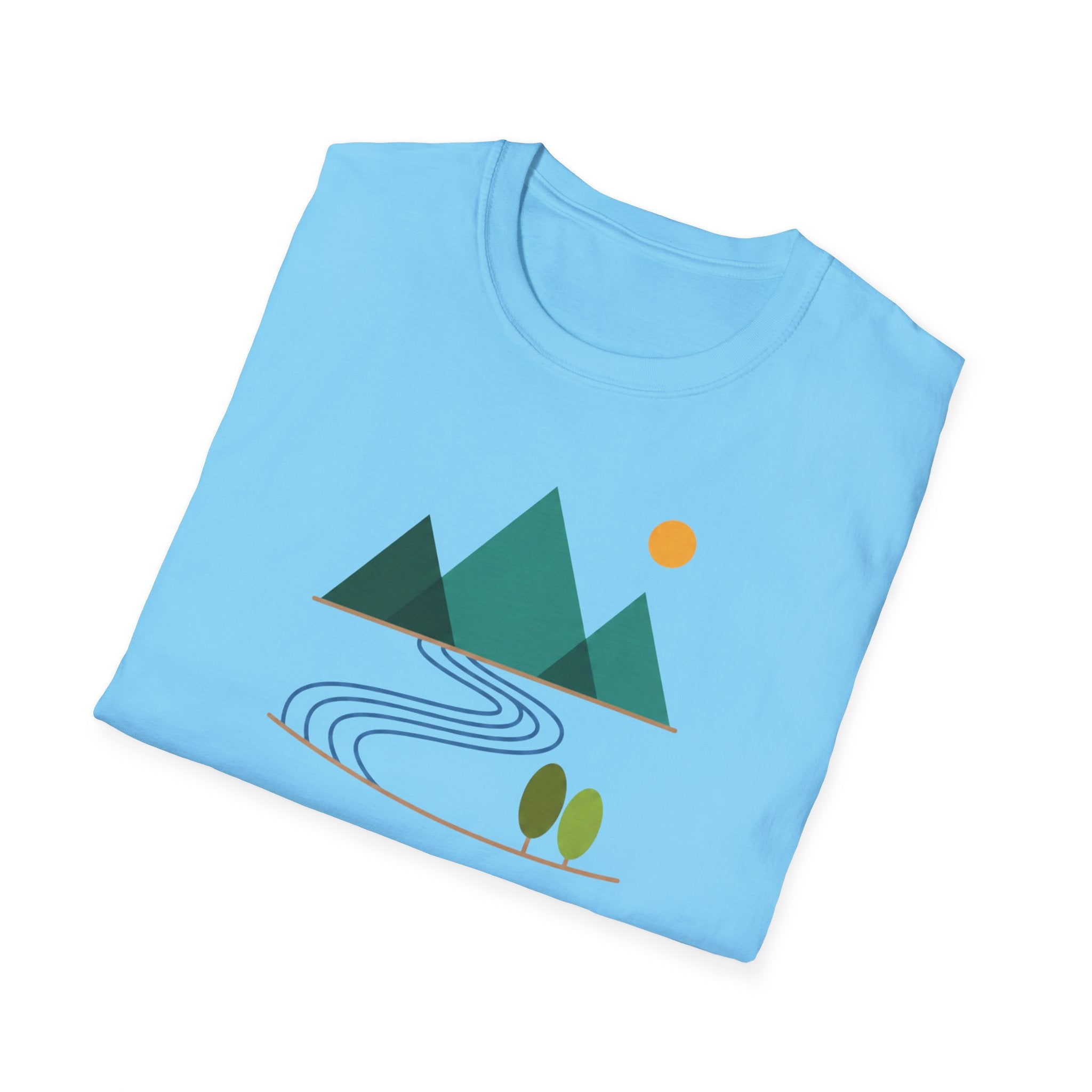Minimal Mountain River T-Shirt — Nature Graphic Tee