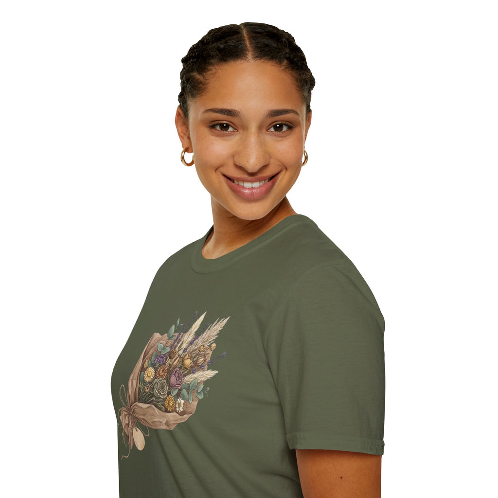 Floral Bouquet Graphic T-Shirt — Rustic Wildflower Bouquet Tee