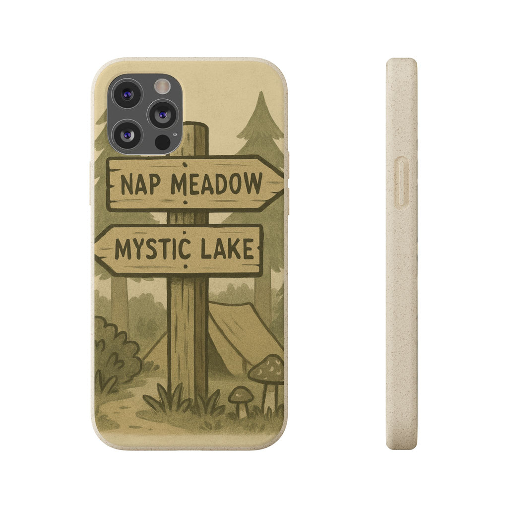 Biodegradable Phone Case — 'Nap Meadow' Mystic Lake Camping Design