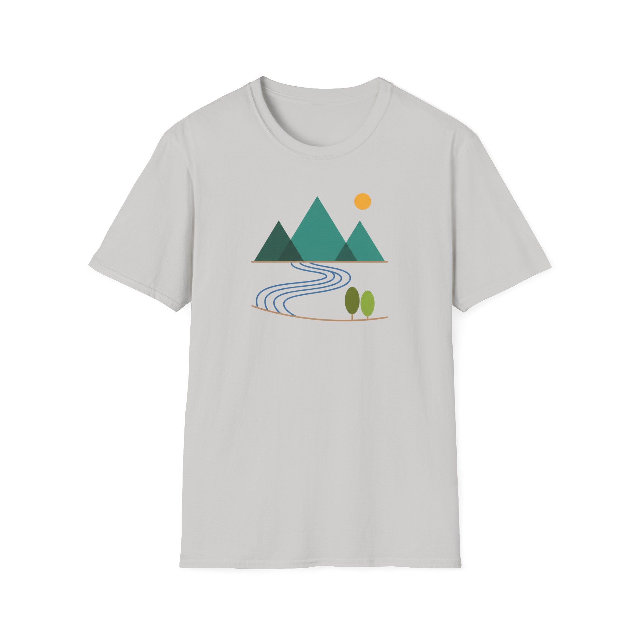 Minimal Mountain River T-Shirt — Nature Graphic Tee