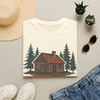 Vintage Cozy Cabin T-Shirt — Faded Pine Tree Cabin Tee