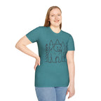 Bear & Pines T-Shirt — Minimal Line Drawing Woodland Tee