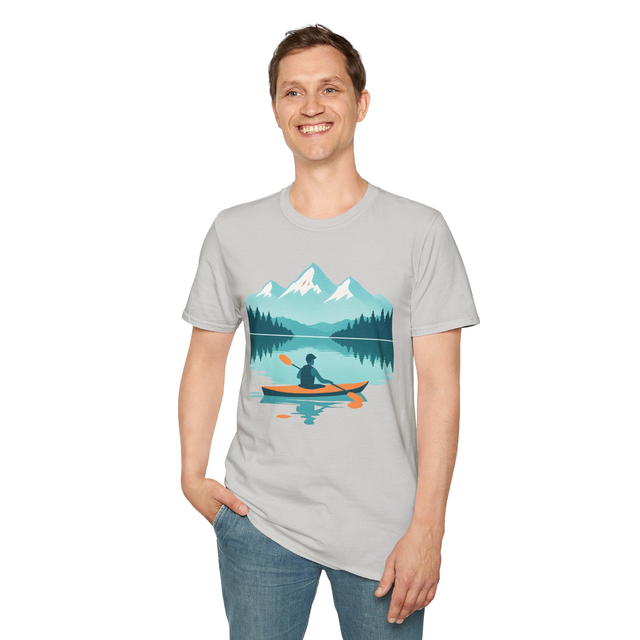 Kayaker on Serene Mountain Lake T-Shirt