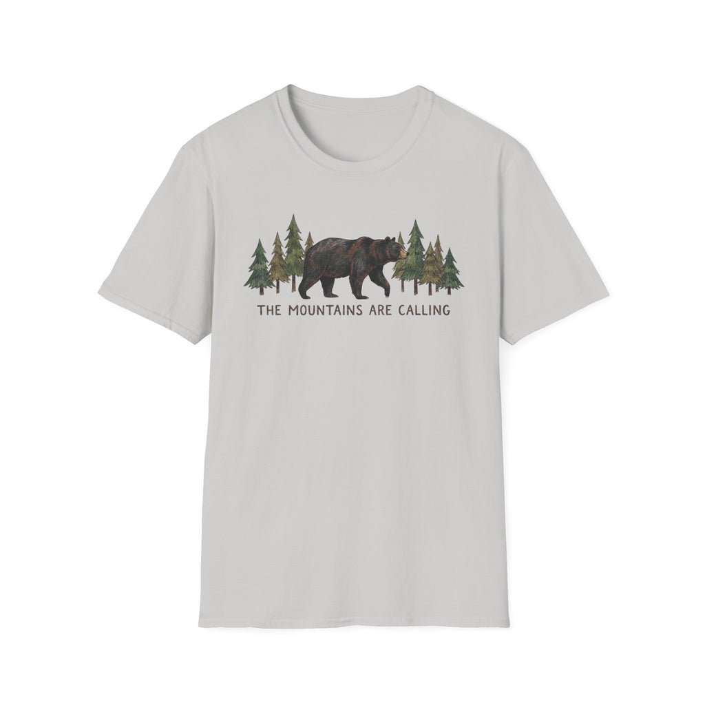 "The Mountains Are Calling" Bear and Pines T-Shirt — Outdoor Graphic Tee