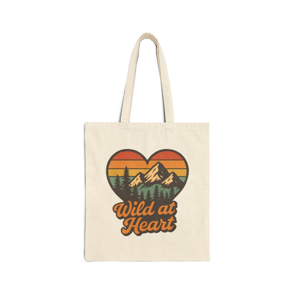 Wild at Heart Canvas Tote — Retro Mountain Heart Eco Shopper