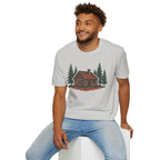 Vintage Cozy Cabin T-Shirt — Faded Pine Tree Cabin Tee