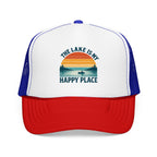 Lake Is My Happy Place Trucker Hat — Vintage Sunset Fishing Foam Cap