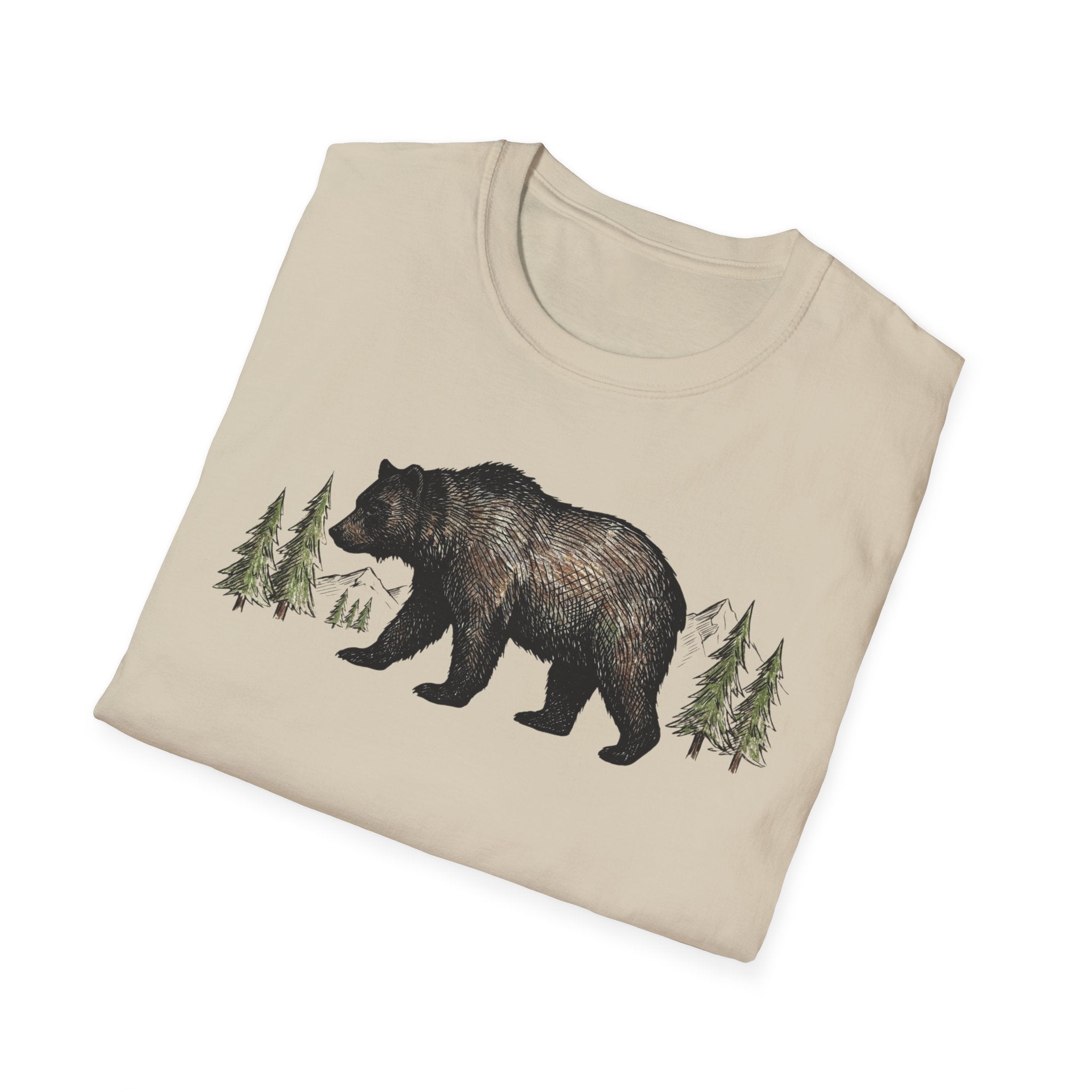 Bear & Forest T‑Shirt - Rustic Woodland Graphic Tee