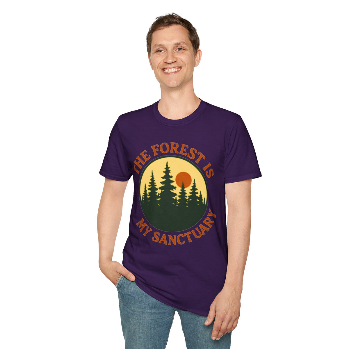 "The Forest Is My Sanctuary" Pines Sunset Graphic Tee Shirt