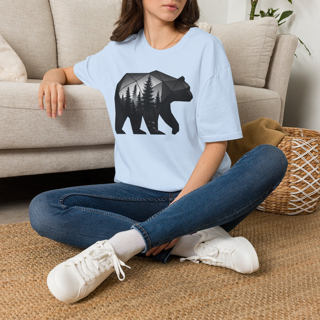 Geometric Forest Bear Woodland Silhouette Graphic Tee Shirt
