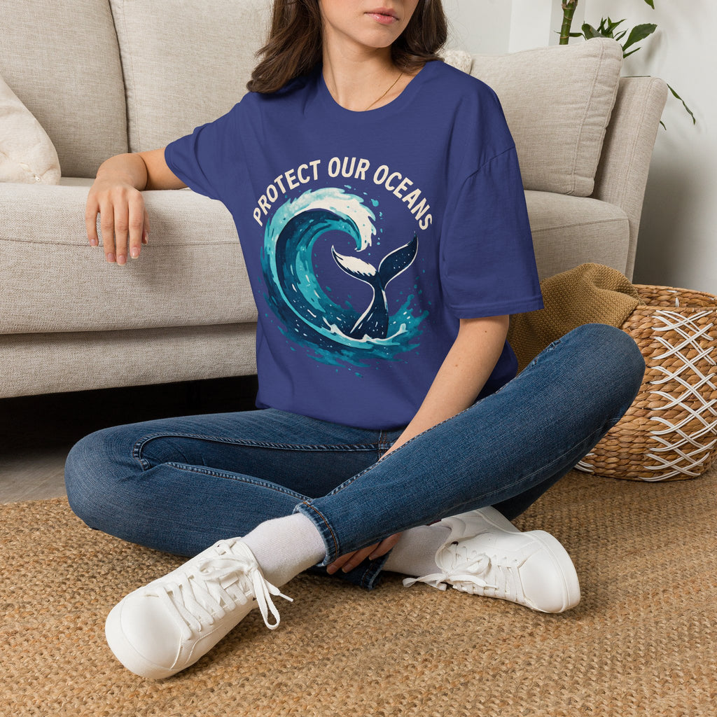 "Protect Our Oceans" Wave Whale Conservation T-Shirt