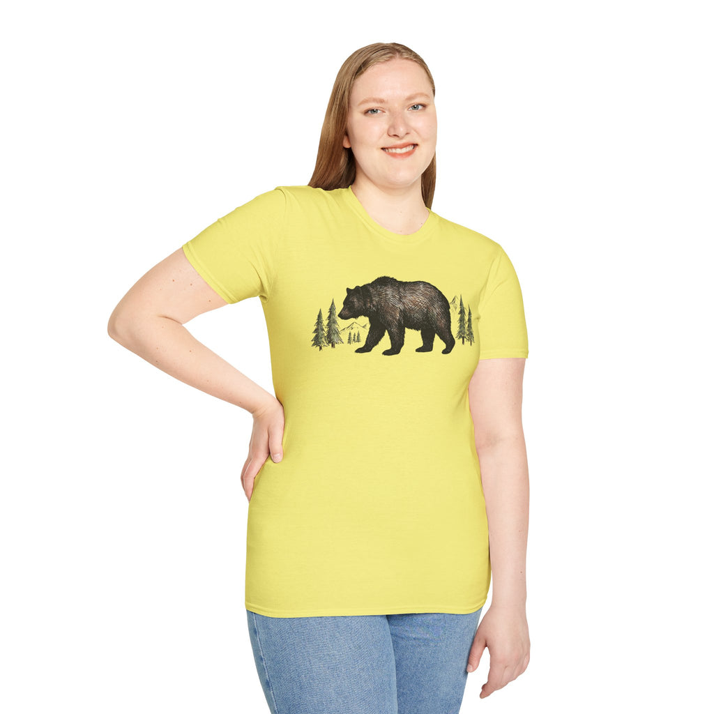 Bear & Forest T‑Shirt - Rustic Woodland Graphic Tee