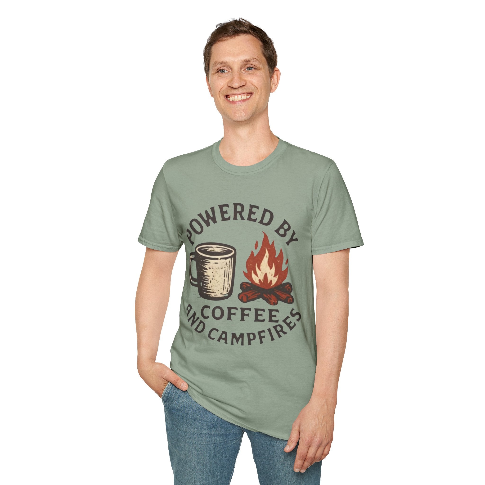 Powered By Coffee And Campfires Vintage Camping T-Shirt