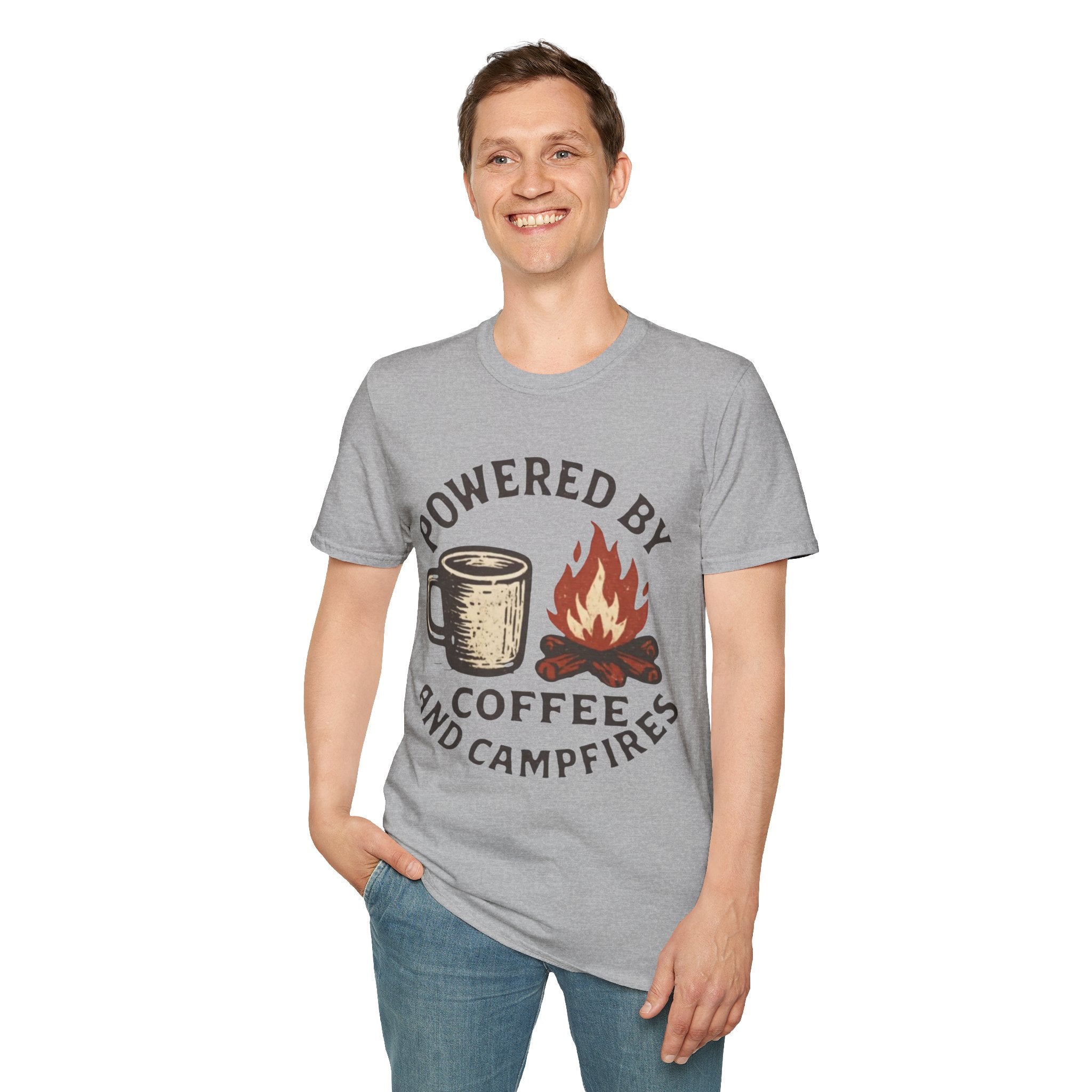 Powered By Coffee And Campfires Vintage Camping T-Shirt
