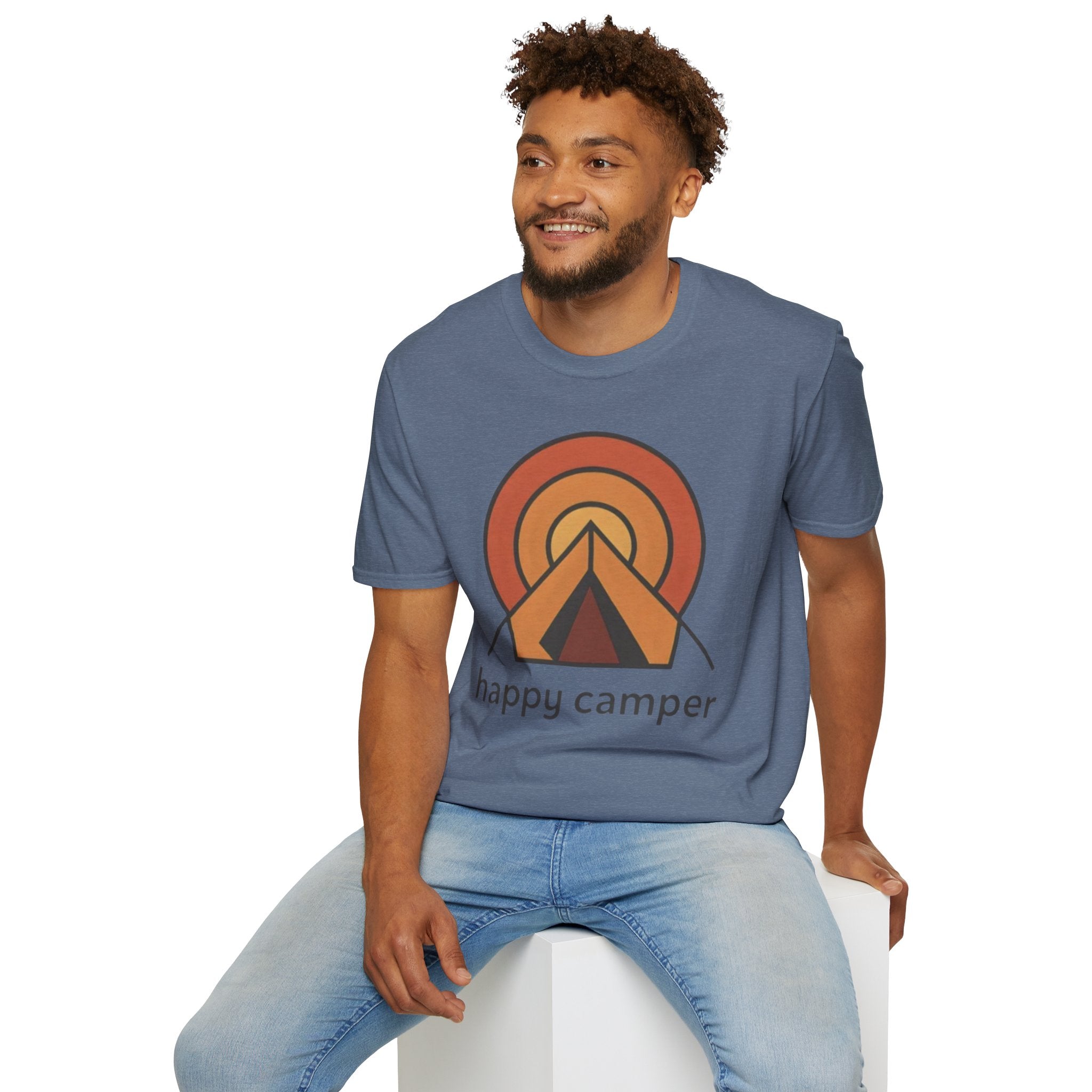 Happy Camper Retro Sunset Camping T-Shirt