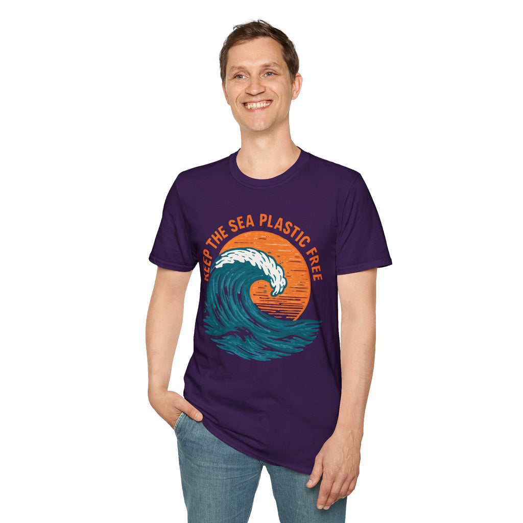 "Keep the Sea Plastic Free" Ocean Conservation Wave Tee Shirt