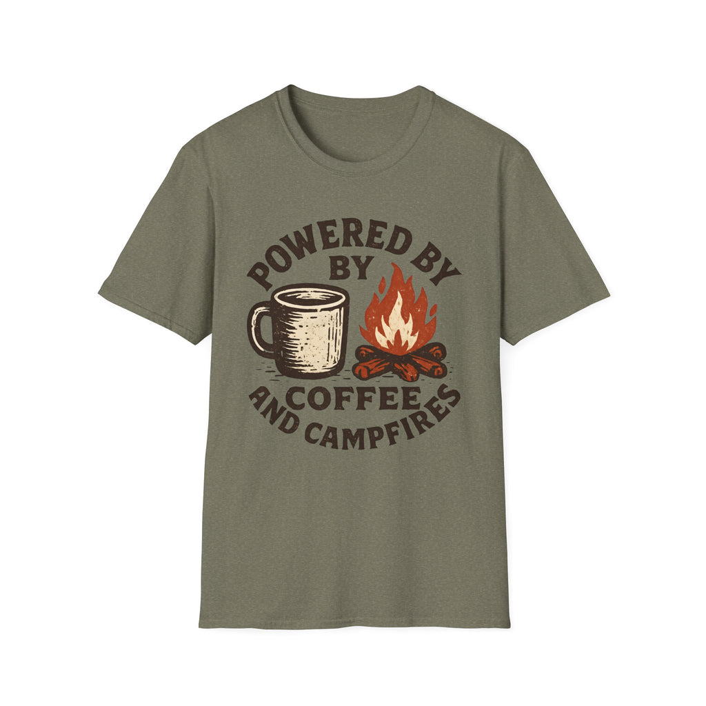 Powered By Coffee And Campfires Vintage Camping T-Shirt