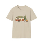 Vintage Camper & Campfire T-Shirt — Retro Trailer Camping Graphic Tee